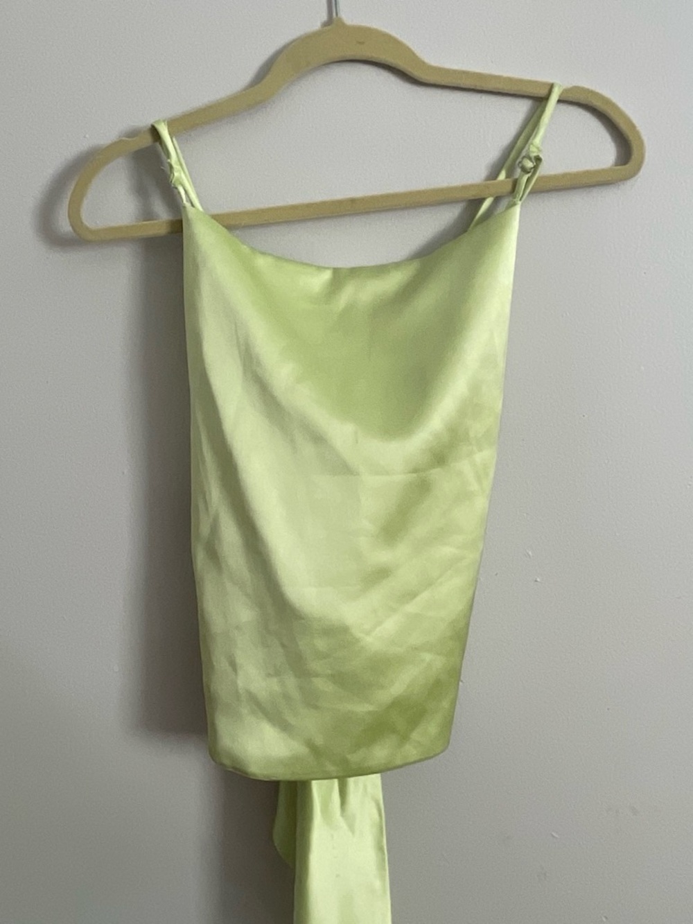 Zara Light Lime Satin Cowl-Neck Camisole